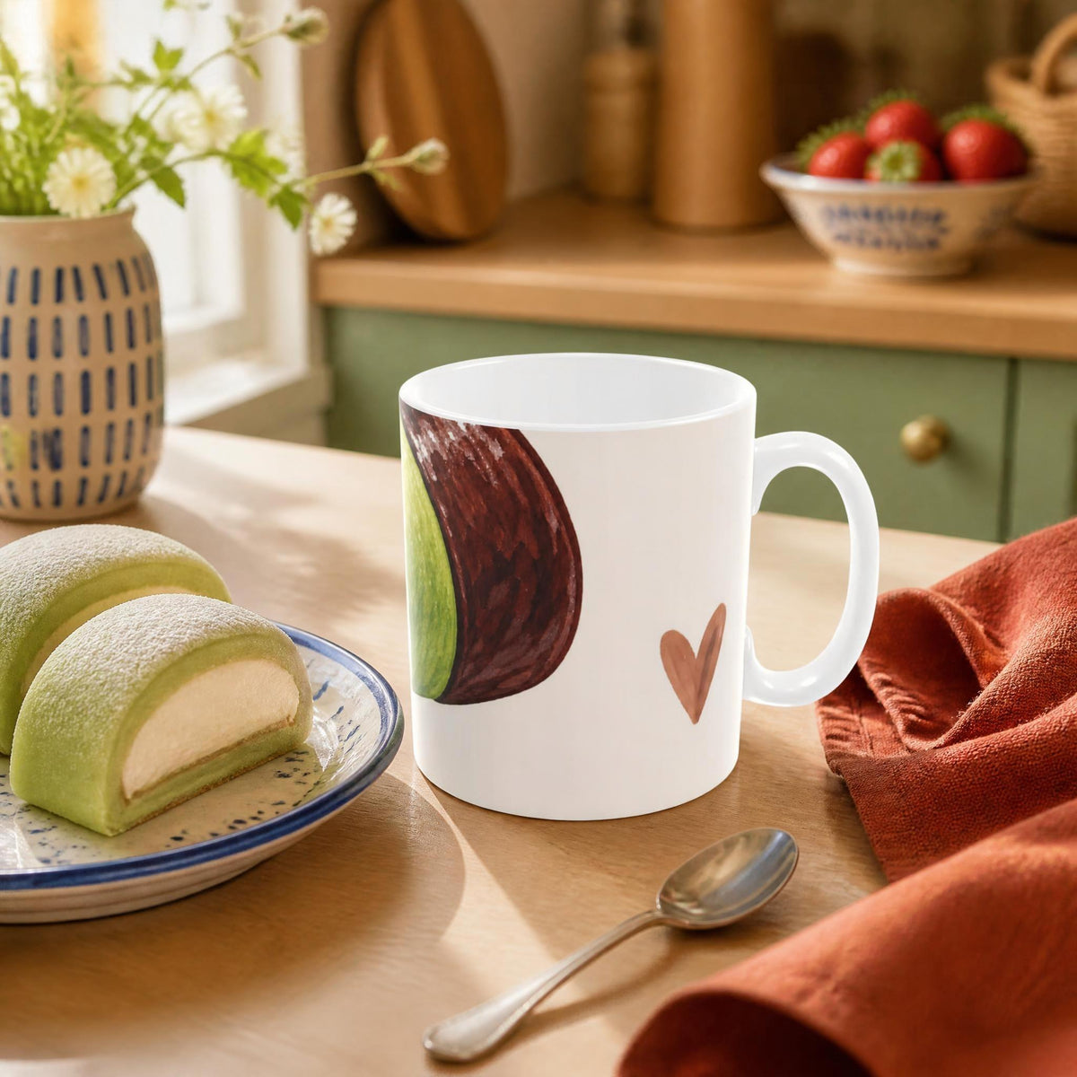    Dammsugare Mug with Swedish punsch rolls in a colourful fika setting