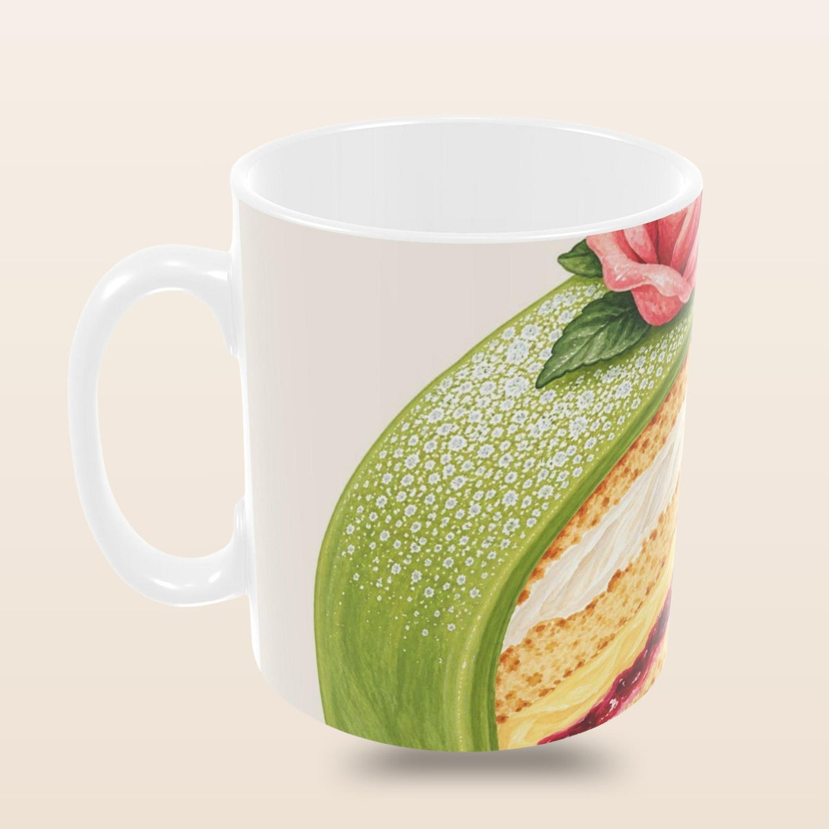 Prinsesstårta Mug with oversized hand-painted Swedish princess cake illustration