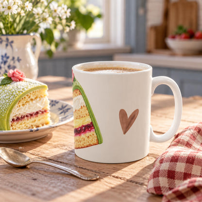 Prinsesstårta Mug with Swedish princess cake in a cosy fika setting